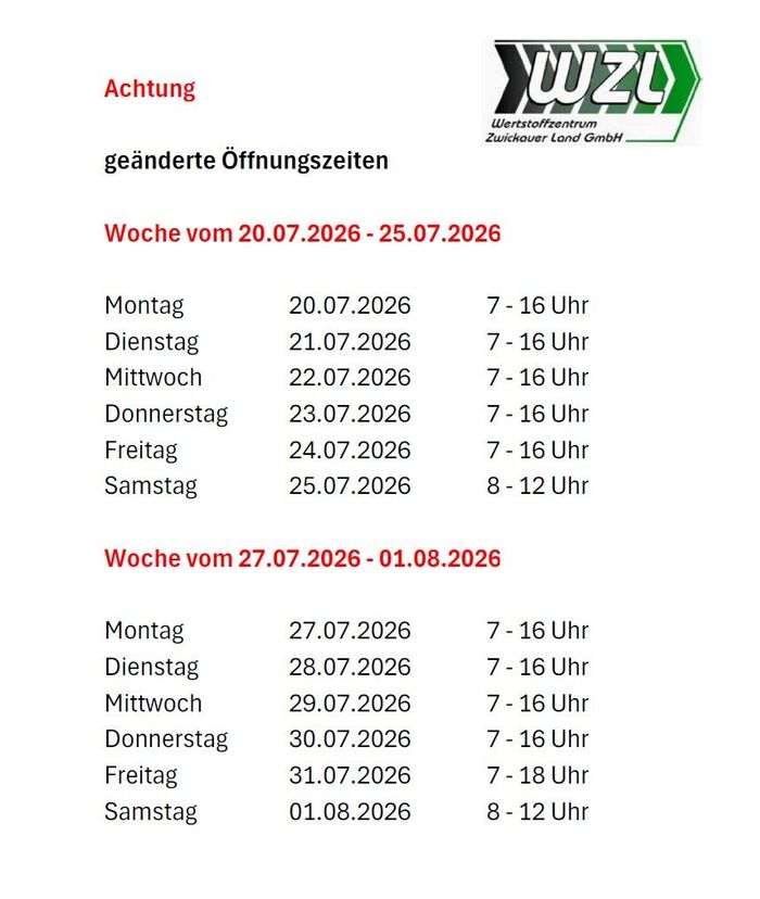 final Öfffnungszeiten Juli 2026